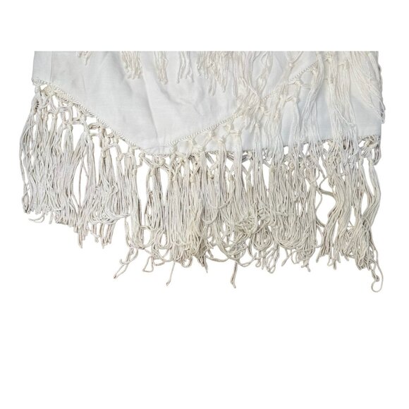 The Jetset Diaries Sahara Fringe Mini Skirt Women XS White Asymmetrical Tassel - Picture 13 of 16